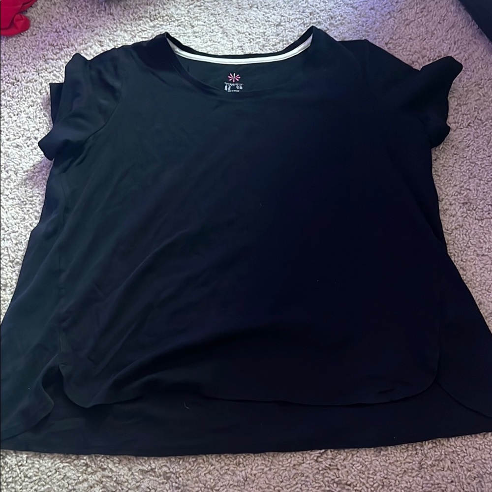 Isaac Mizrahi Black Cap Sleeve Boxy Tee